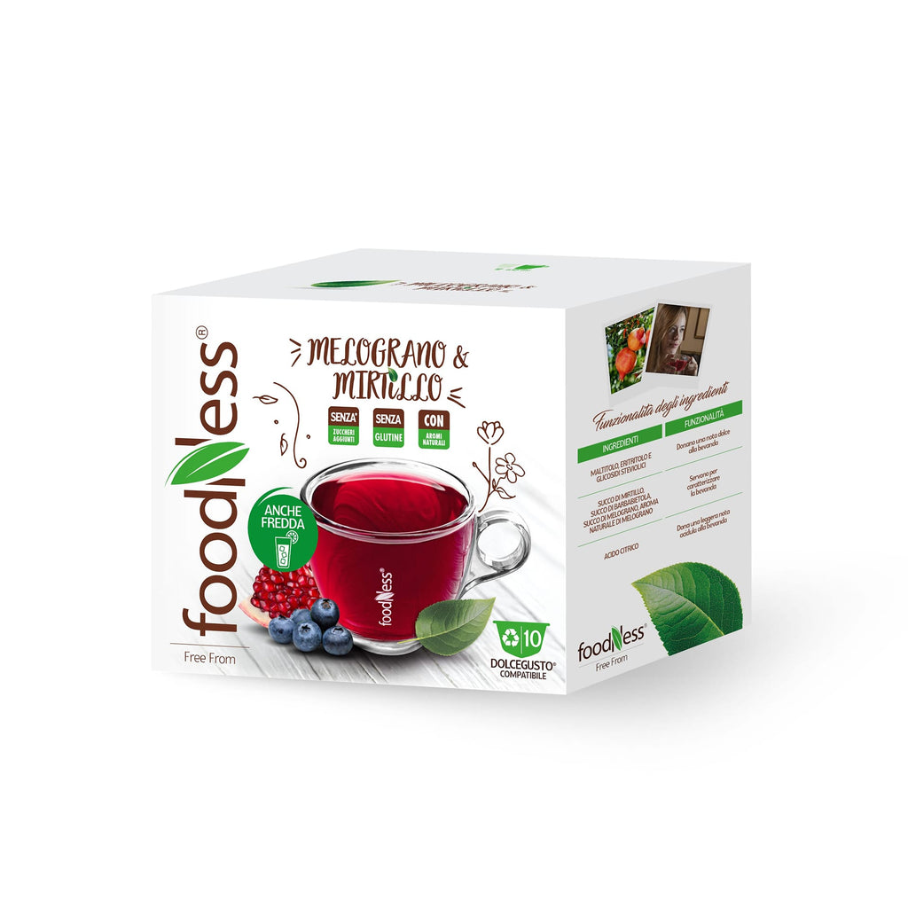 Foodness POMEGRANATE AND BLUEBERRY HERBAL TEA - Dolce Gusto (10 Capsule Pack)