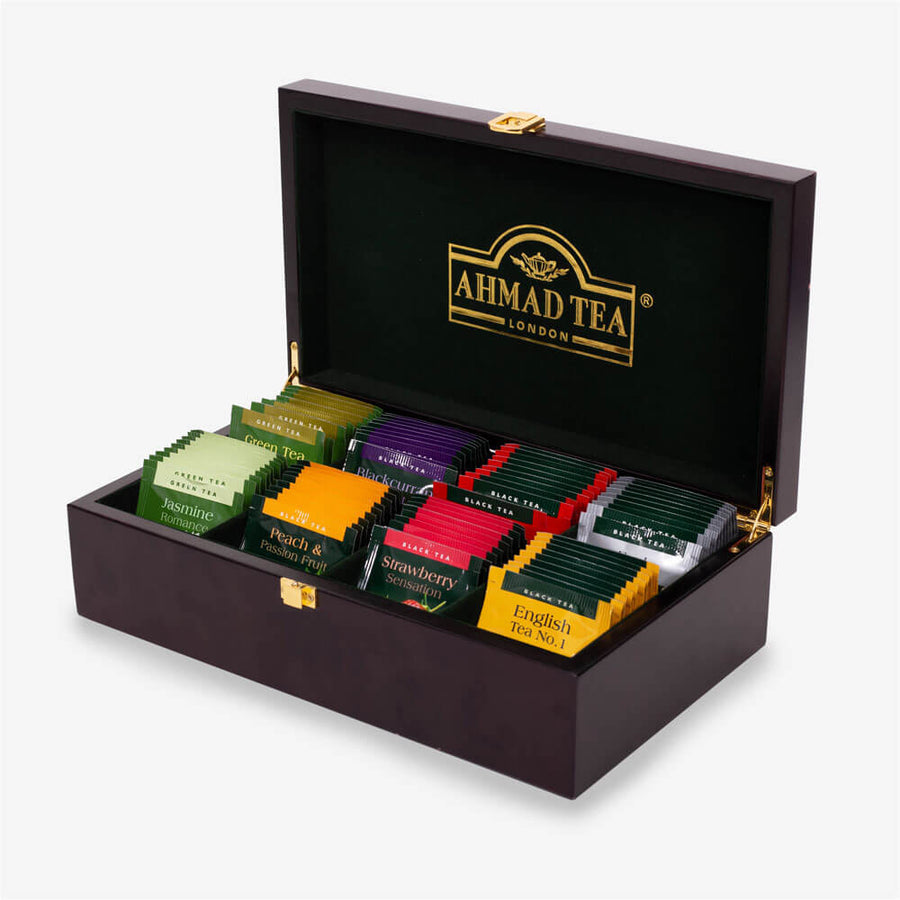 Ahmad Tea - Tea Keeper Wooden Compartment Box- 80 teabags included 921