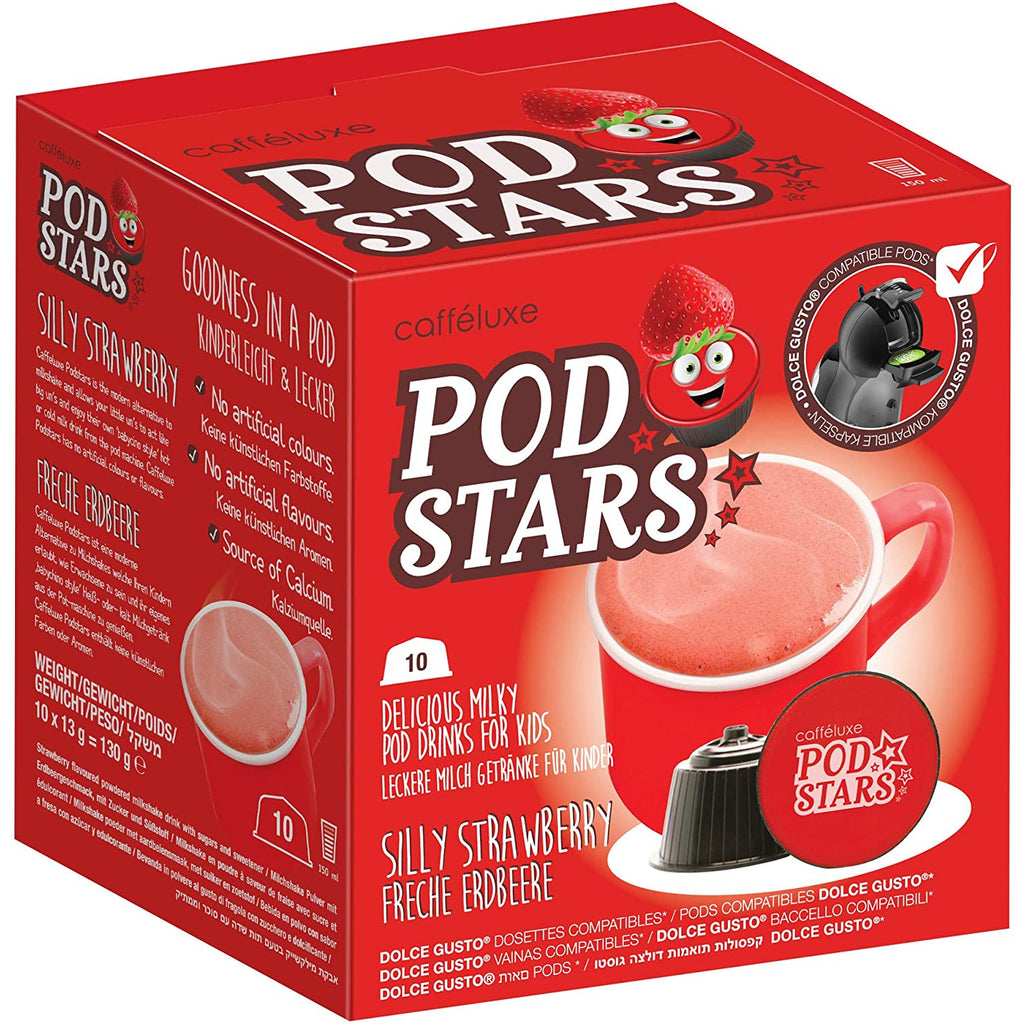 PodStars Silly Strawberry milkshake drink - Dolce Gusto compatible capsules  (10 Drink)