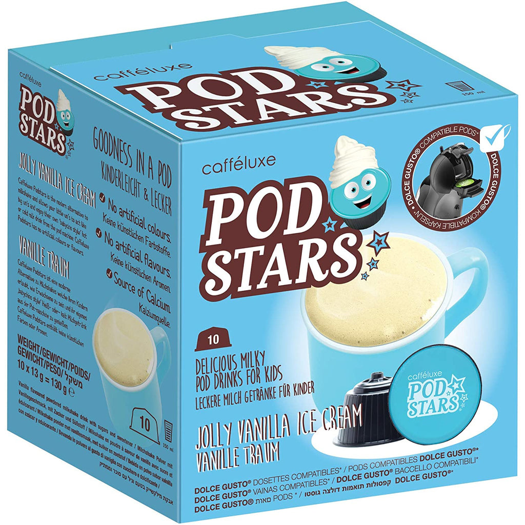 PodStars Vanilla Ice Cream milkshake drink - Dolce Gusto compatible capsules  (10 Drink)