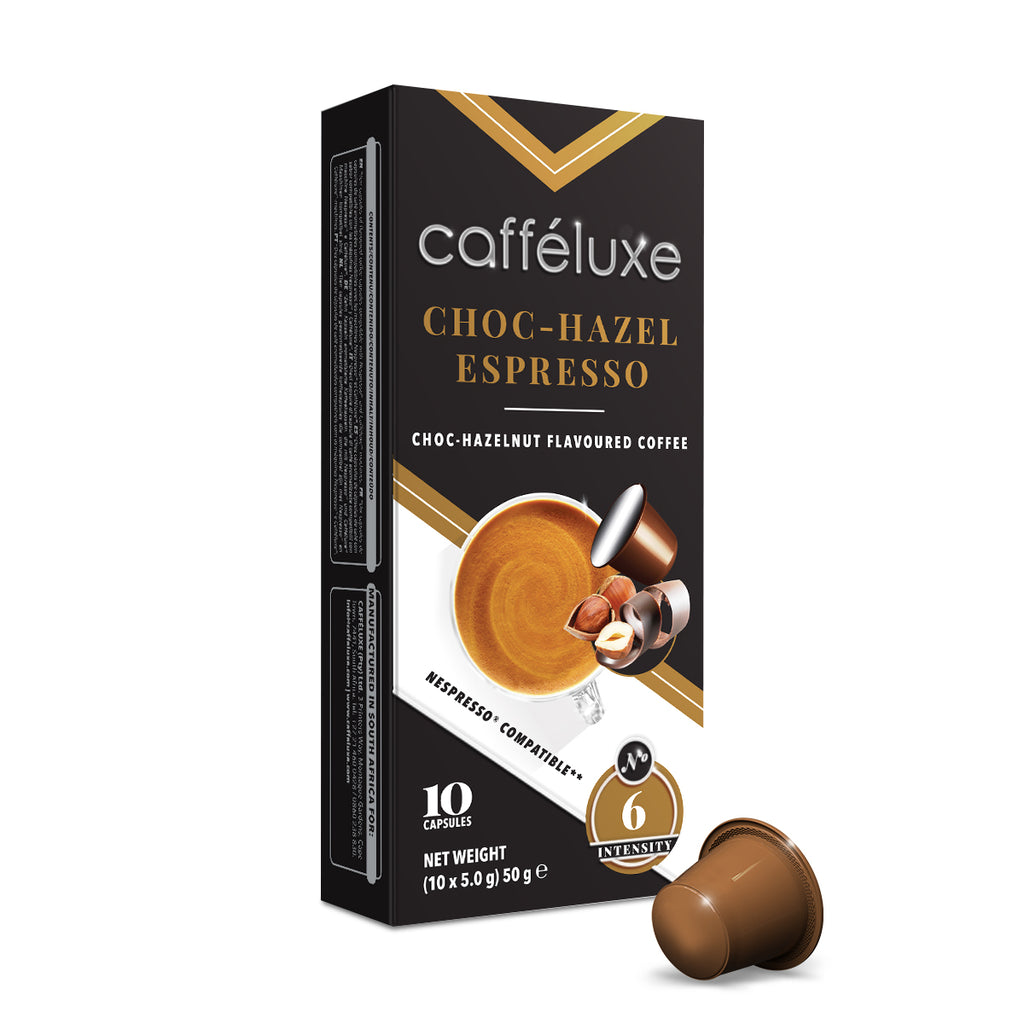 Caffeluxe Signature Choc-Hazel Espresso - Nespresso Compatible (10 Capsule Pack)