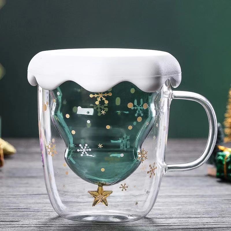 Winter Theme Double wall glass cup - 300ml