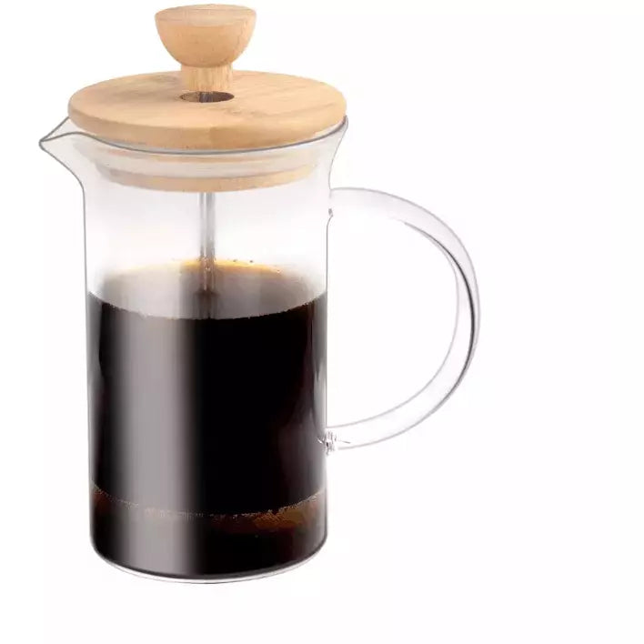 ELFP01 Glass French Press Coffee Maker with wooden lid - (300 ml)