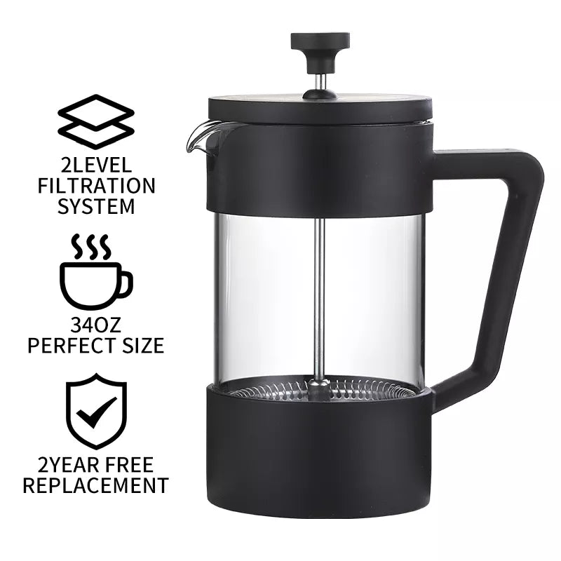 ELFP02 Glass & PP French Press Coffee Maker - 1000ml