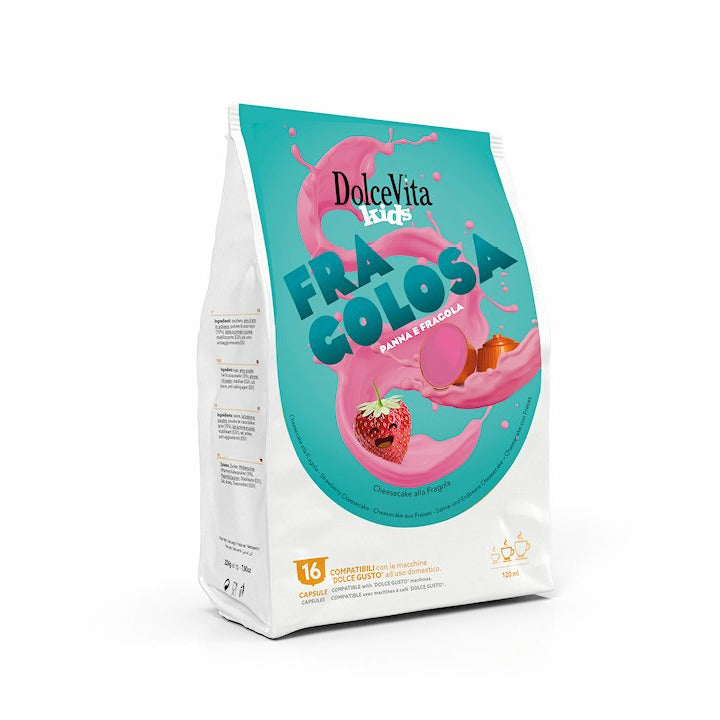Dolce Vita Kids FRAGOLOSA Strawberry drink- Dolce Gusto (16 Capsule Pack)