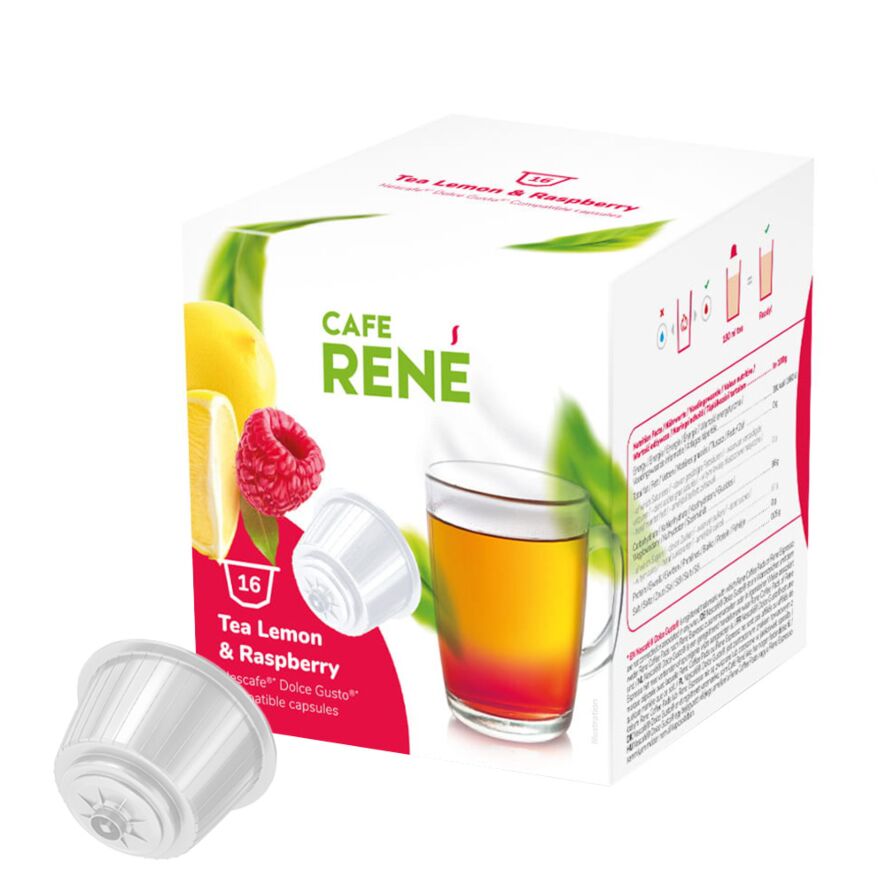 Lemon & Raspberry Tea - Cafe René - Dolce Gusto Compatible Capsules (16 Drinks)