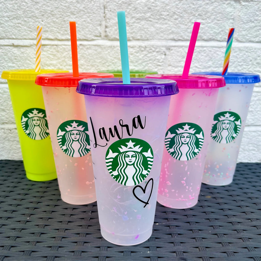 Starbucks Color Change Tumblers Plastic Cup  with lid (650ml)