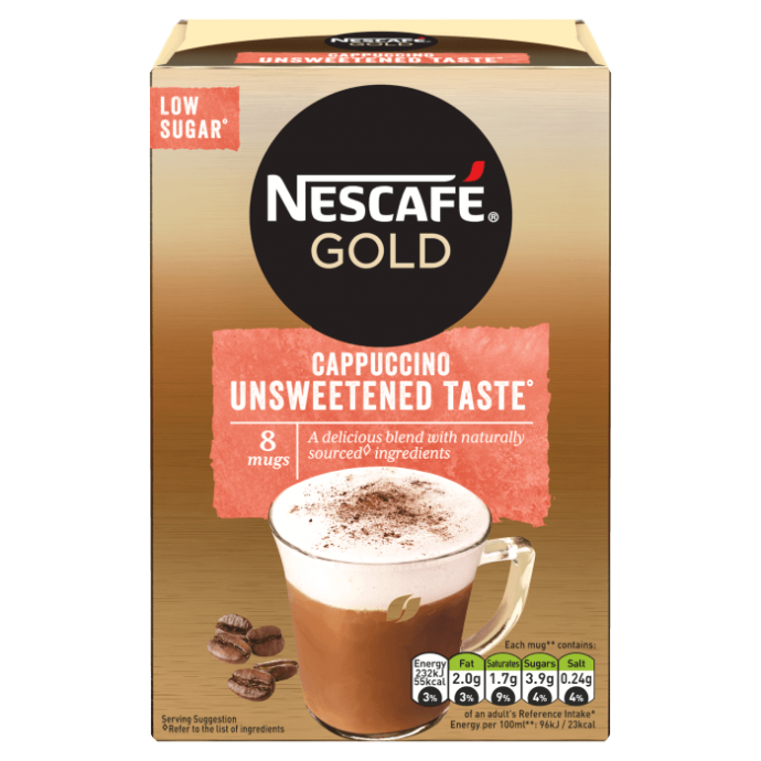 Nescafe Gold Cappuccino Unsweetened Taste Instant Coffee (8 mugs)