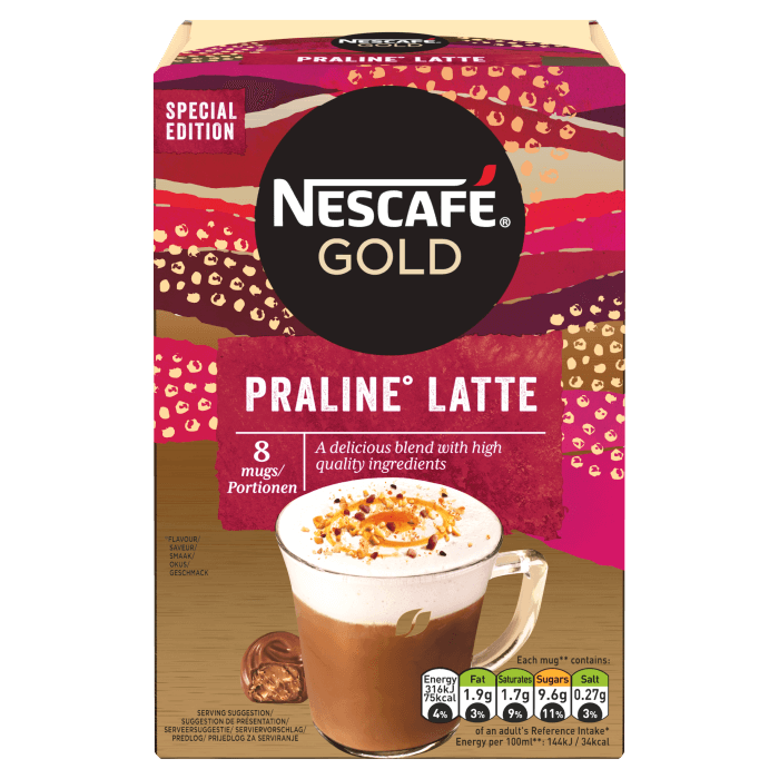 Nescafe Gold Praline Latte Instant Coffee (8 mugs)