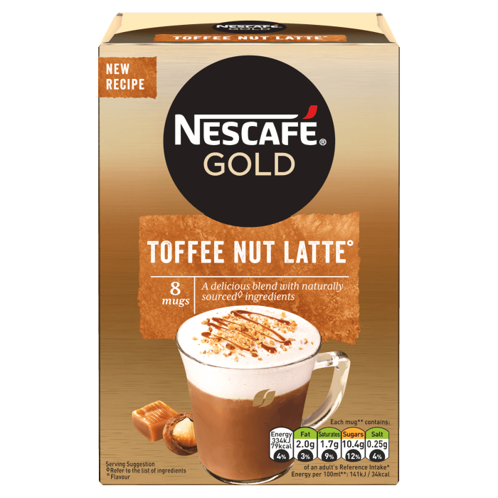 Nescafe Gold Toffee Nut Latte Instant Coffee (8 mugs)