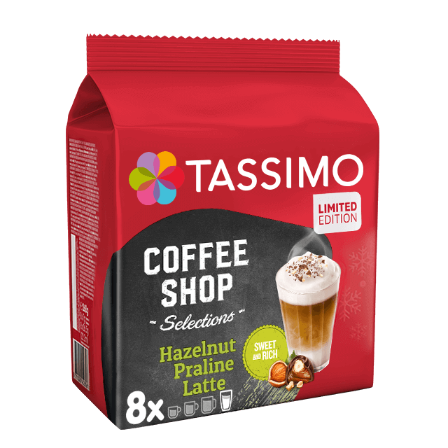 Tassimo Coffee Shop Hazelnut Praline Latte Capsules (8 Drinks