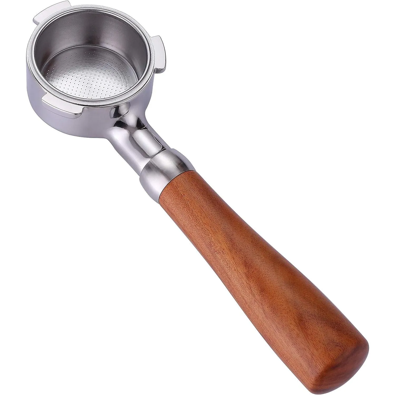 Bottomless Non Pressurized Portafilter, Rose Wood handle, 51mm - For Delonghi Dedica