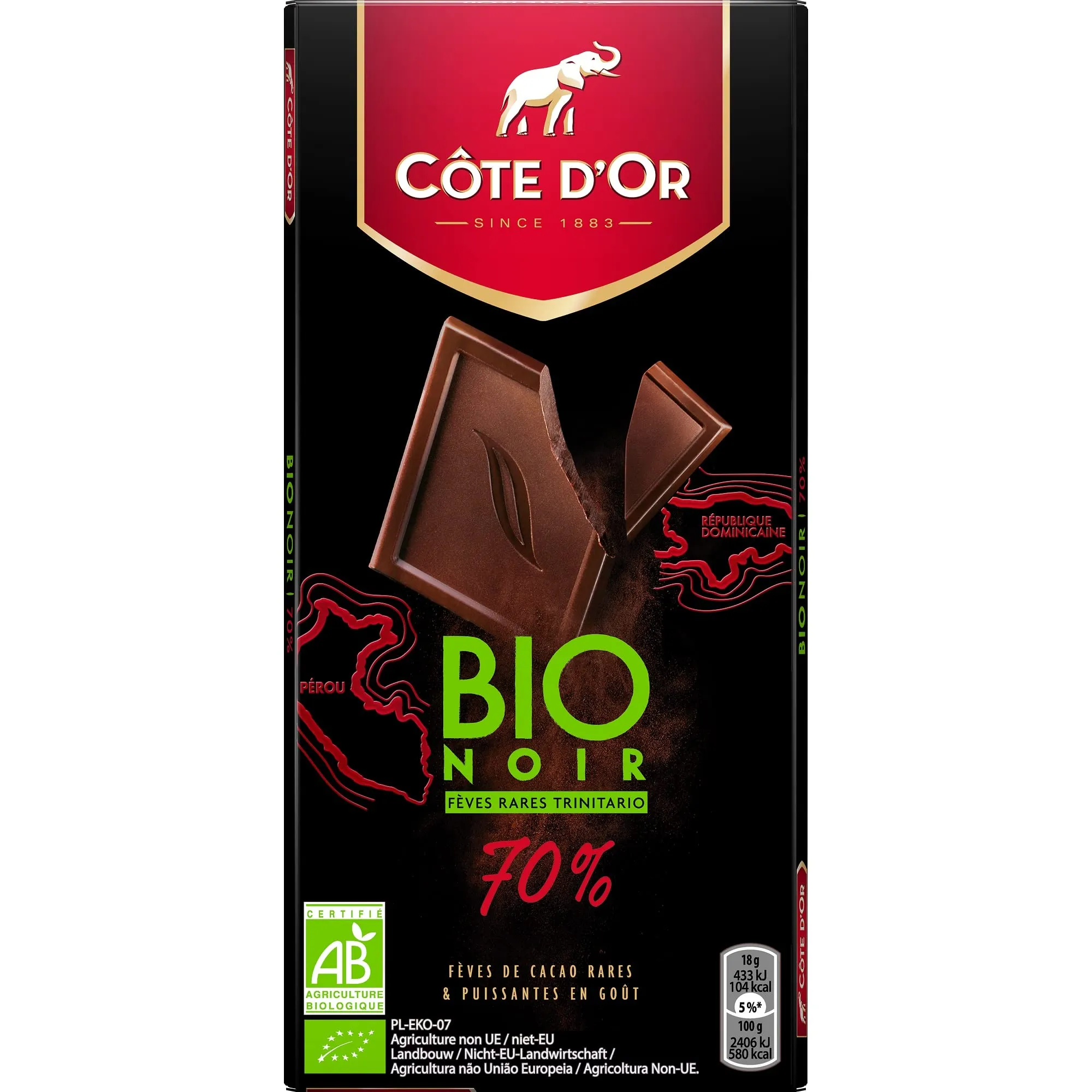 CÃ´te d'Or Bio Noir 70% Dark Chocolate - 90g