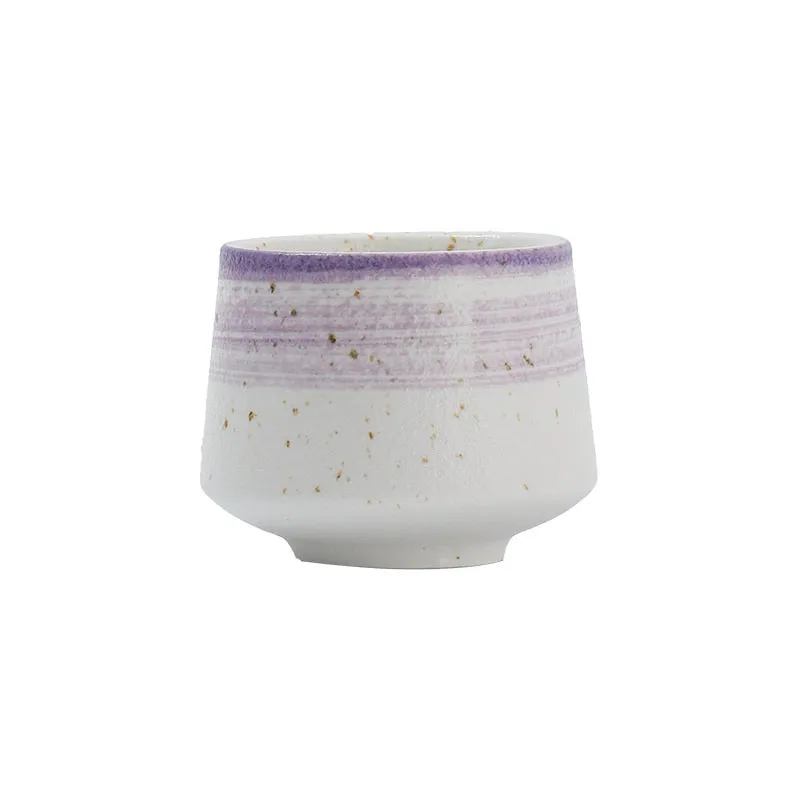 [Ceramic JS1: White and Purple - 200ml] Ceramic Barista Coffee Cup, JS1: White and Purple - 200ml
