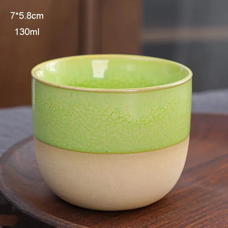 [E110-JS17:Green- 130ml] Ceramic Barista Coffee Cup, JS17: Green- 130ml