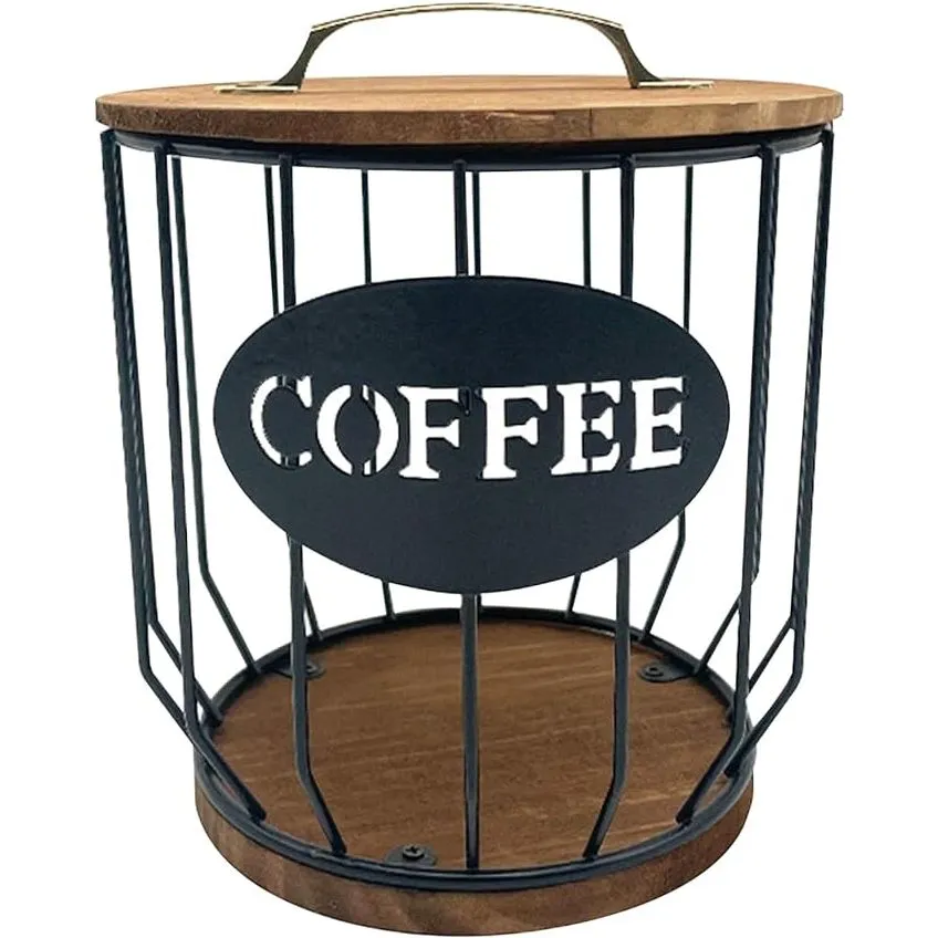 Coffee Capsule Organizer, Wooden Base and Lid ELH306 - Black