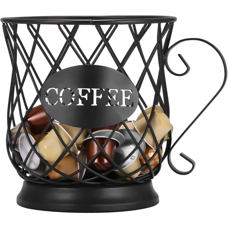 [ELH305] Coffee Capsule Organizing Metal Basket with handle ELH305 - Black