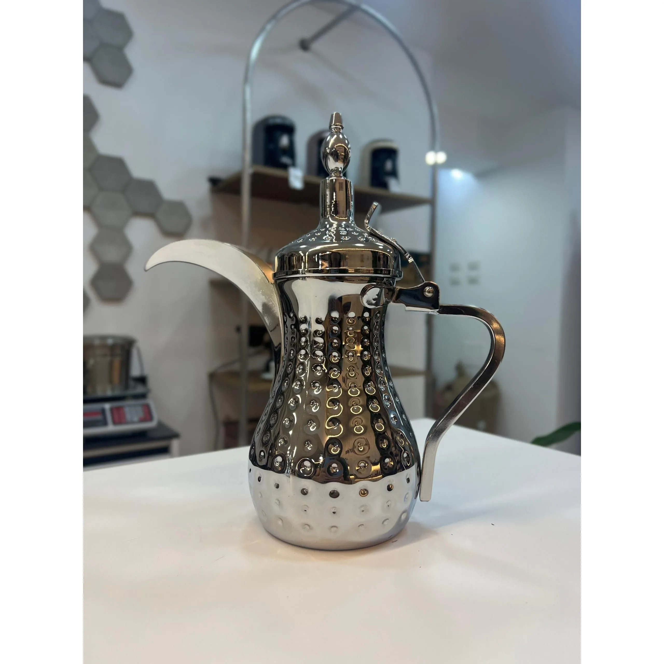 [DALLAH-04] Dallah Arabic Coffee Maker, Silver- Large