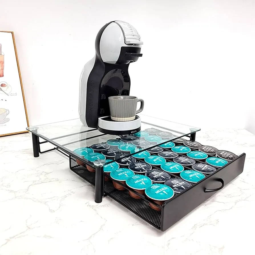Dolce Gusto Glass top Drawer Capsule Holder ELH106: Black - 36 Capsules