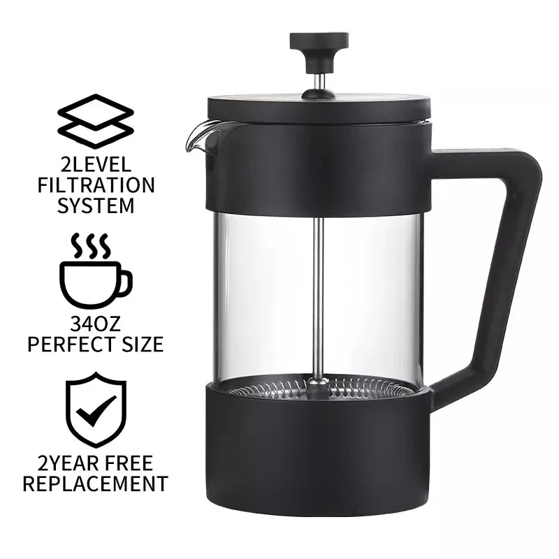 [ACC-ELFP02] ELFP02 Glass & PP French Press Coffee Maker - 1000ml