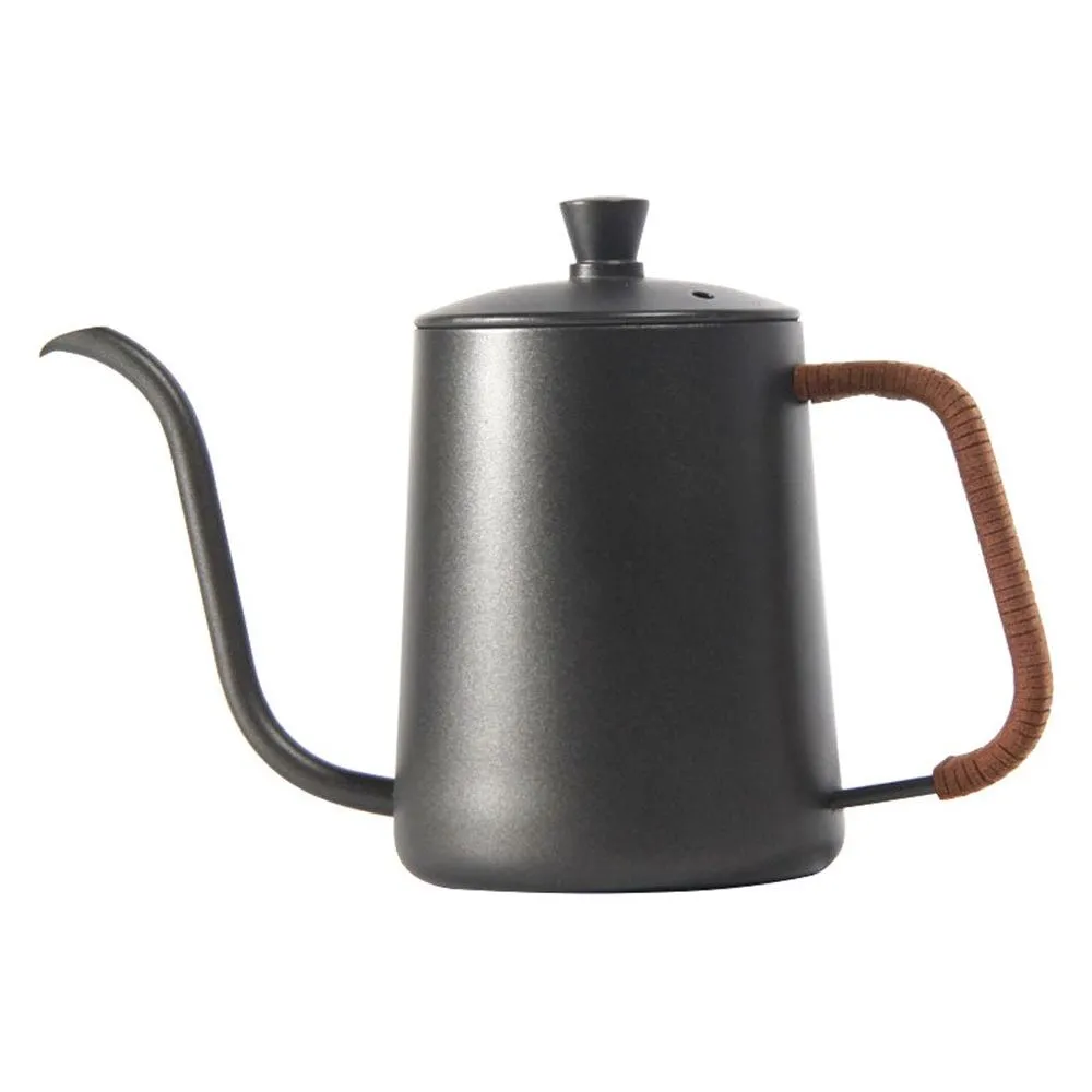 [ACC-KETTLE600-04] Gooseneck Pour Over Coffee Kettle with Rose Wood Handle , Matt Black - 600ml