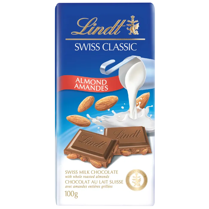 Lindt SWISS CLASSIC Almond Milk Chocolate Bar - 100g