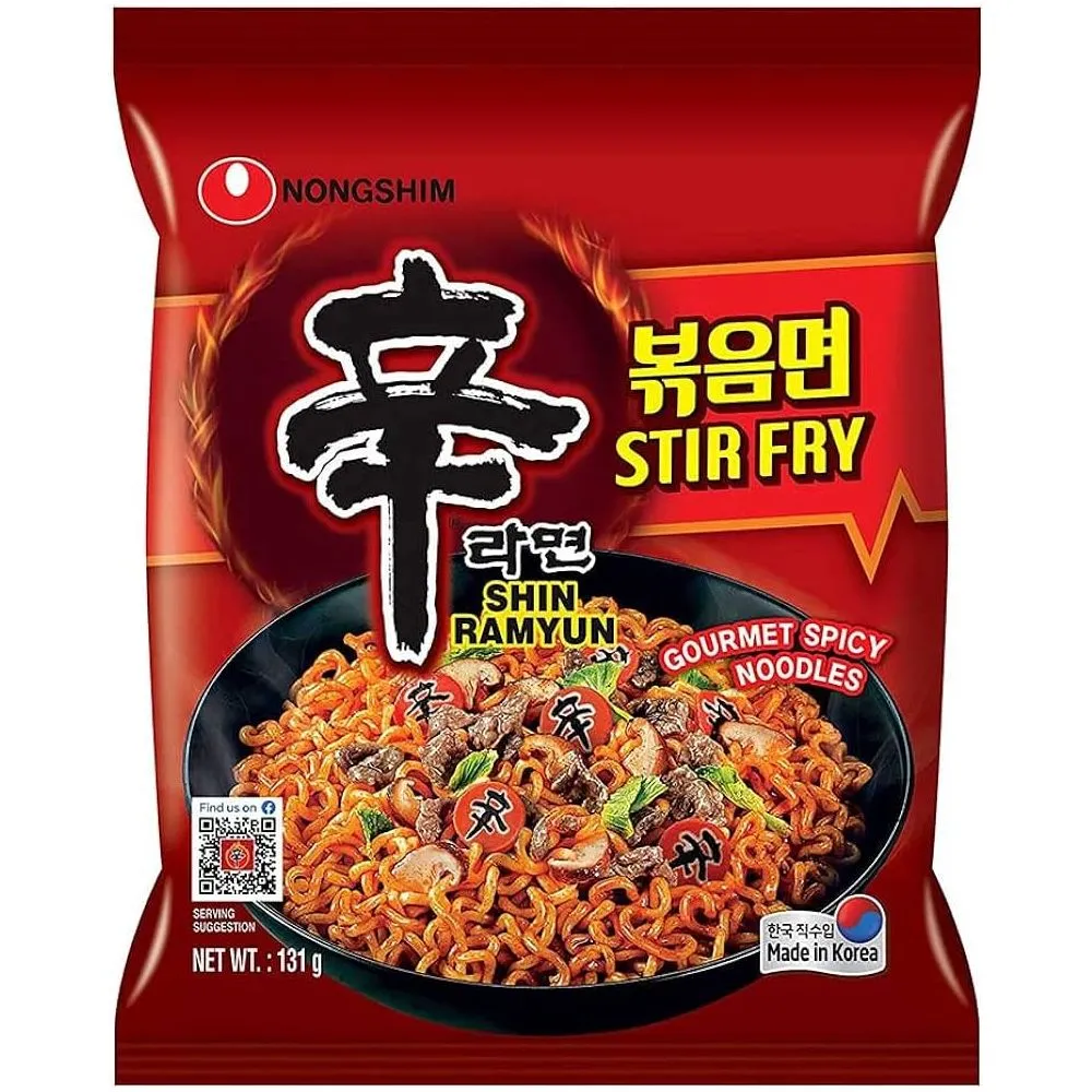 Nongshim Stir Fry Shin Ramuyn Instant Noodles with Real Chicken Flakes Added, 120g