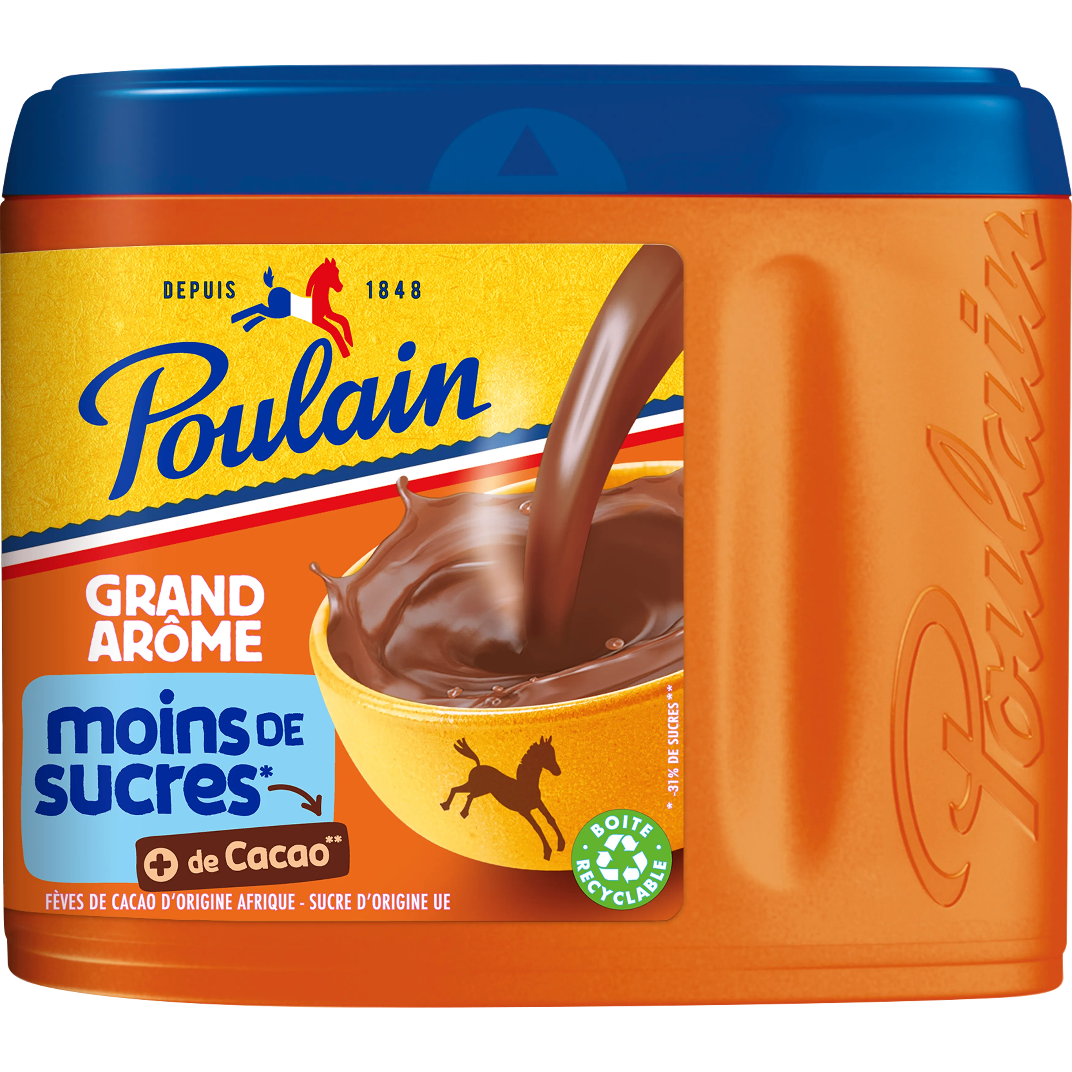 Poulain Chocolate Powder Grand Aroma less sugar - (450g)