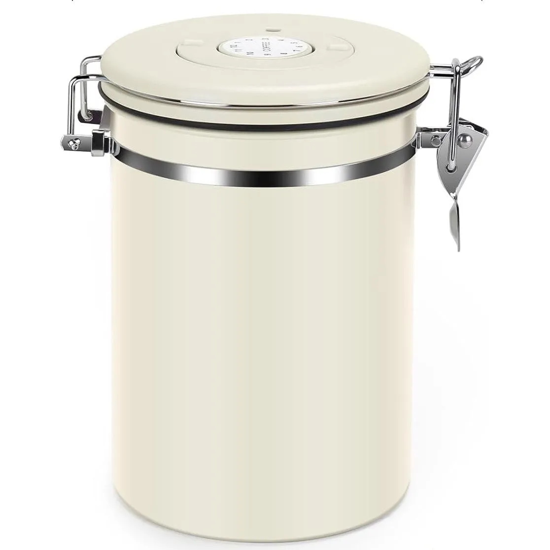 Stainless Steel Airtight Coffee Container, White - 1.8L