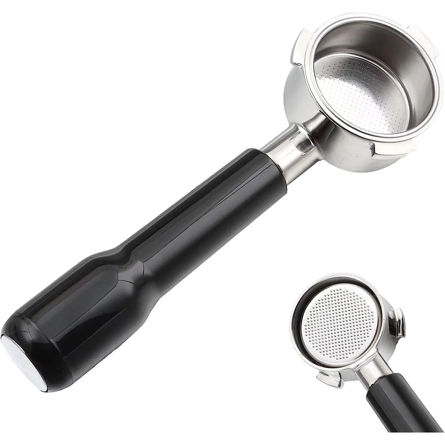 [PORTA51-DEDICA-BLACK] Stainless Steel bottomless Non Pressurized Portafilter, 51mm - For Delonghi Dedica