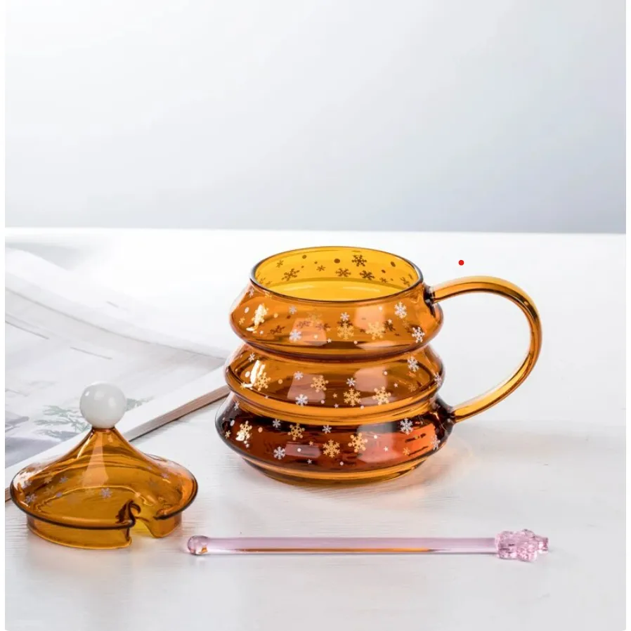 [DGS-SNW-005] Winter Theme Orange Glass Tea Pot, Heat Resistant with Glass Infuser TP05 - 400ml