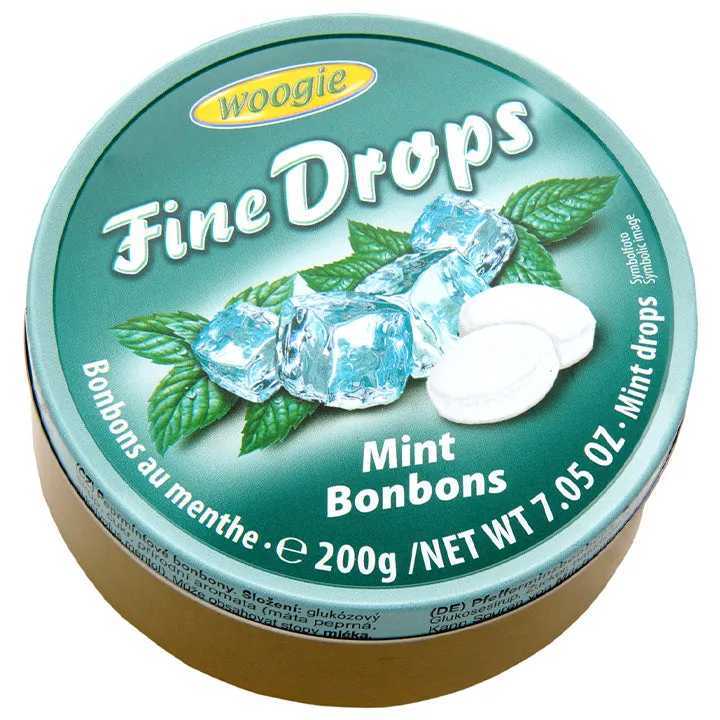 Woogie Fine Drops Bonbons , Mint Flavor, Tin - 200g