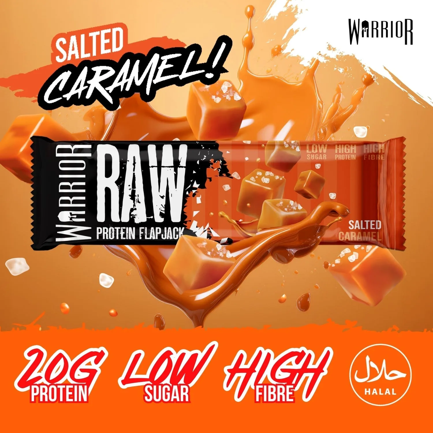 Warrior RAW Protein Flapjack Bar -Salted Caramel - 75g