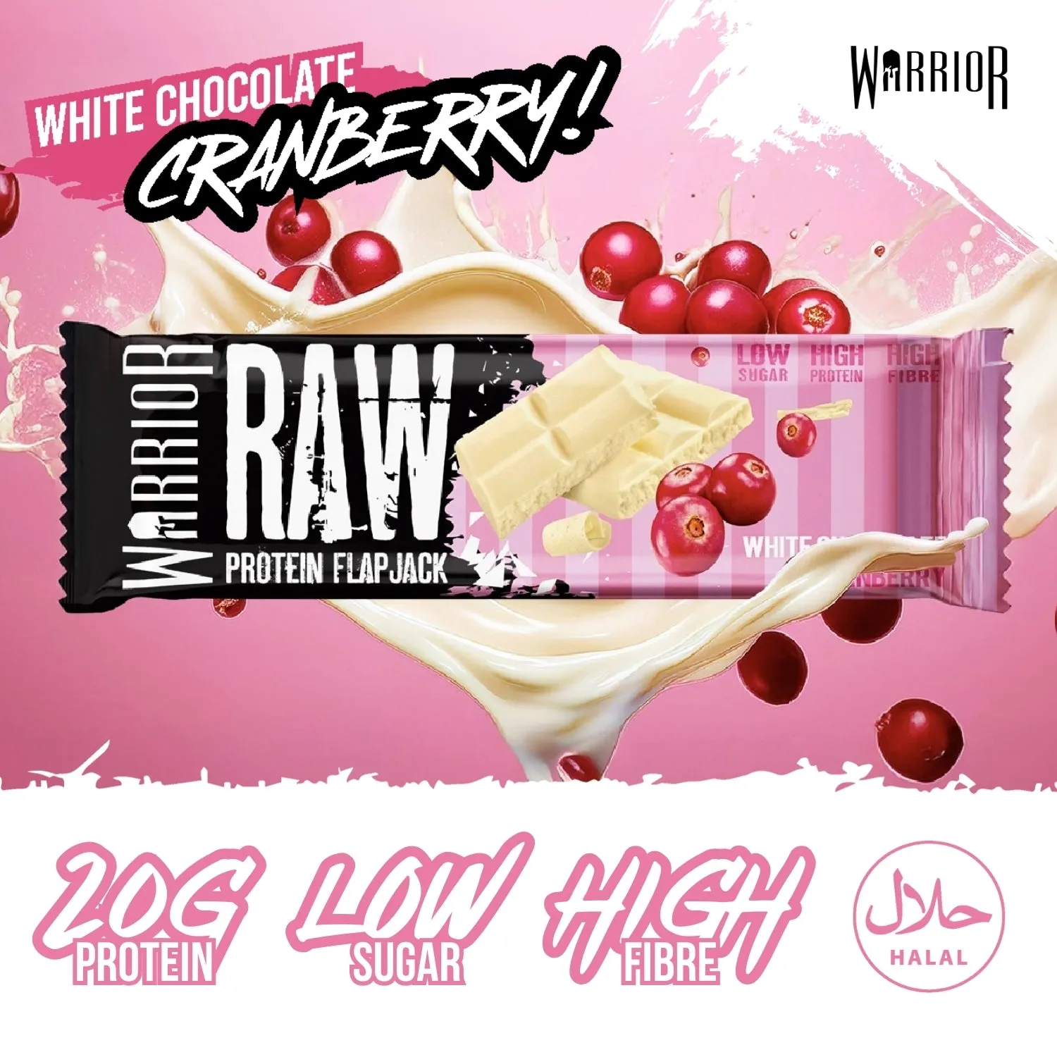 Warrior RAW Protein Flapjack Bar -White Chocolate Cranberry- 75g