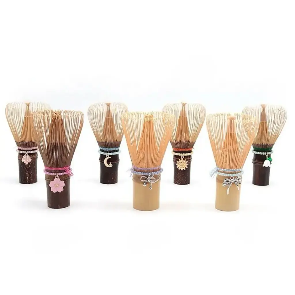 Beaded Matcha Whisk, Handmade from Natural Bamboo