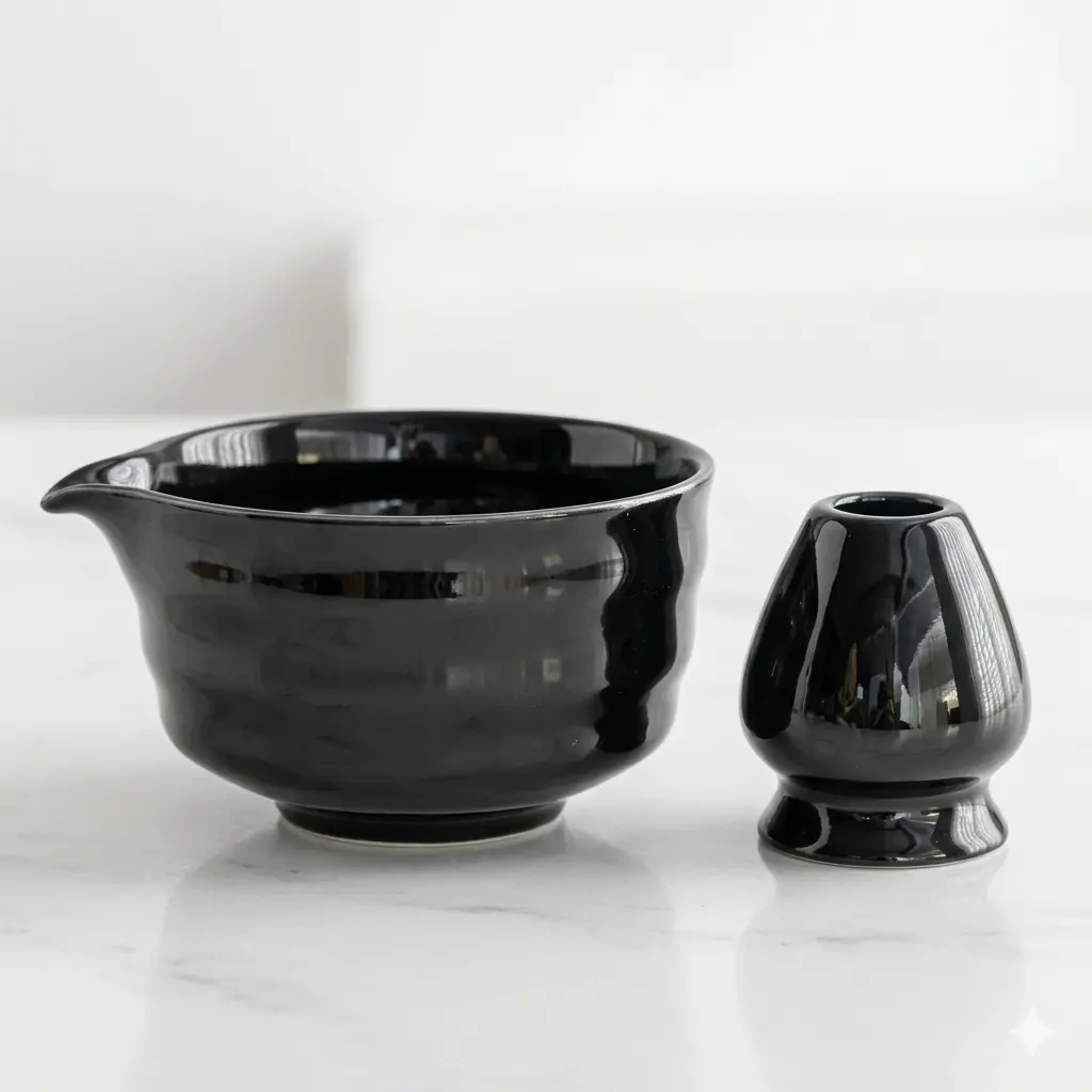 [MTCHST-10] Matcha Bowl And whisk Holder Set - Obsidian Black