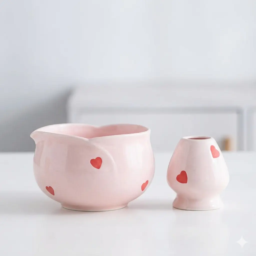 [MTCHST-13] Matcha Bowl And whisk Holder Set - Berry Crush Pink